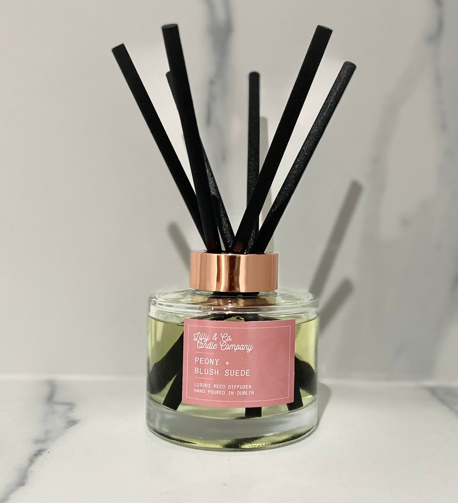 Peony + Blush Suede Luxury Diffuser – Lilly & Co. Candle Company